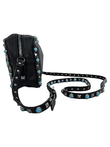 Mario Valentino Valentino Rolling Rockstud Camera Bag in Black Leather (view 2)