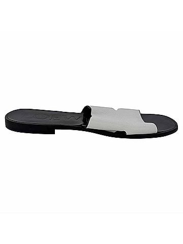 Loewe Loewe Logo Slides Flats in White Leather (view 1)