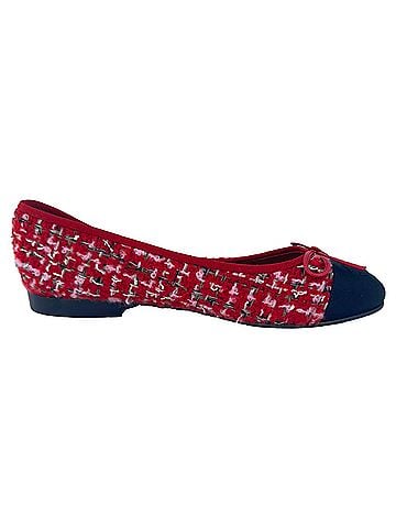 Chanel Chanel Interlocking CC Logo Ballet Flats in Pink Tweed (view 1)