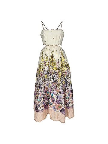 Zimmermann Zimmermann Jude Scallop Midi Dress in Multicolor Floral Linen (view 2)