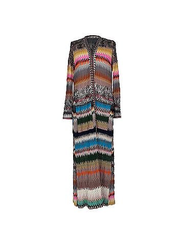 Missoni Missoni Chevron Knitted Long Cardigan in Multicolor Viscose (view 1)