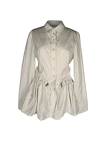 Alexander McQueen Alexander Mcqueen Button-Down Mini Flared Dress in White Cotton (view 1)