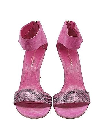 Gianvito Rossi Gianvitto Rossi Ankle Strap Open Toe Stiletto in Pink Suede (view 1)