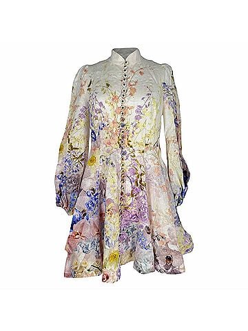 Zimmermann Zimmerman Citrus Garden Mini Dress in Multicolor Linen (view 1)