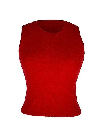 Alice + Olivia Alice + Olivia Sheared Tank Top in Red Nylon (view 1)