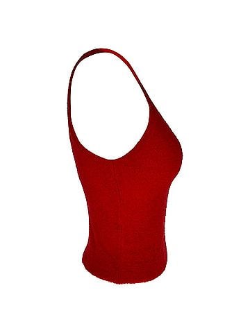 Alice + Olivia Alice + Olivia Sheared Tank Top in Red Nylon (view 2)