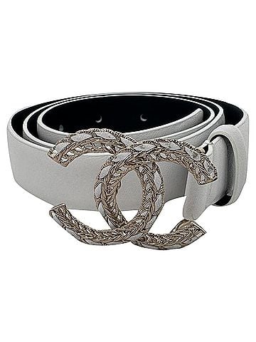 Chanel Chanel Chain Interlocking CC Logo Waist Belt in White Leather (view 1)