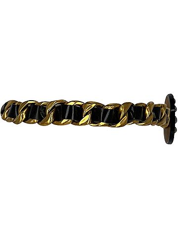 Chanel Chanel 1995 CC Rhinestone Chain Belt in Black Leather (view 2)