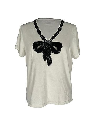 Marc Jacobs Marc Jacobs Embroidered Bow Sequin T-Shirt in White Cotton (view 1)
