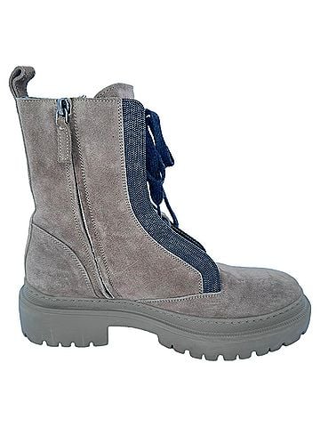 Brunello Cucinelli Brunello Cucinelli Combat Boots in Tan Suede (view 1)
