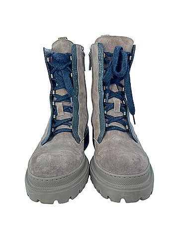 Brunello Cucinelli Brunello Cucinelli Combat Boots in Tan Suede (view 2)
