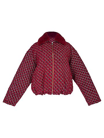 Gucci Gucci GG Shadow Tweed Bomber Jacket in Red Wool (view 1)