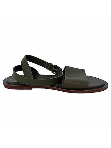 Loro Piana Loro Piana Ankle Strap Sandals in Olive Green Leather (view 1)