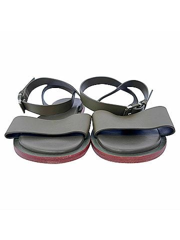 Loro Piana Loro Piana Ankle Strap Sandals in Olive Green Leather (view 2)