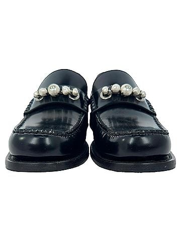 Christian Dior Christian Dior Pearl Embellished Loafers in Black Leather (view 2)