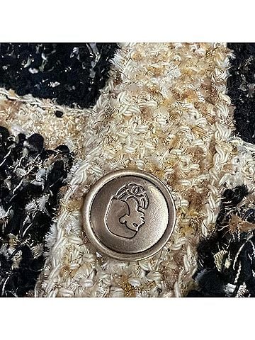 Chanel Chanel Gold Accent High-Neck Button Sweater in Black Wool (view 2)