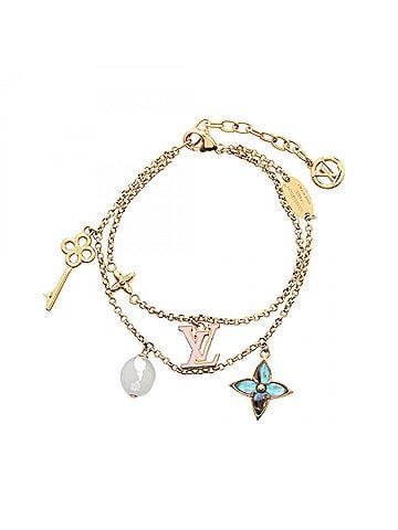 Louis Vuitton Louis Vuitton LV Layer Color Bracelet Accessory GP (Gold Plated) Faux Pearl Women's Gold/Pink Multicolor M1390A (view 1)