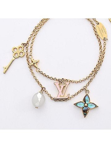 Louis Vuitton Louis Vuitton LV Layer Color Bracelet Accessory GP (Gold Plated) Faux Pearl Women's Gold/Pink Multicolor M1390A (view 2)