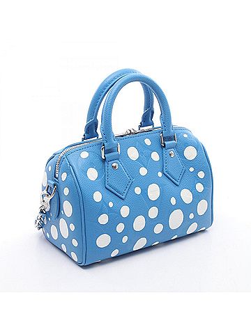 Louis Vuitton Louis Vuitton x Yayoi Kusama Speedy Bandoulière 20 Infinity Dot 2-Way Handbag, Leather, Women's, Blue/White, M46425 (view 2)