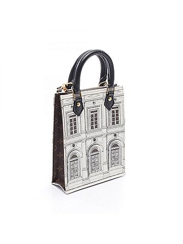 Louis Vuitton Louis Vuitton x Fornasetti Petite Sac Plat Monogram 2-Way Handbag, Coated Canvas Leather, Women's, White, Brown, Black, M80991 (view 2)