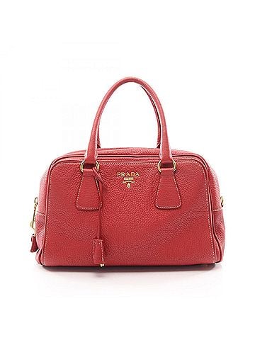 Prada Prada logo handbag, leather, women's, red. (view 1)