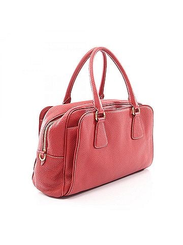 Prada Prada logo handbag, leather, women's, red. (view 2)