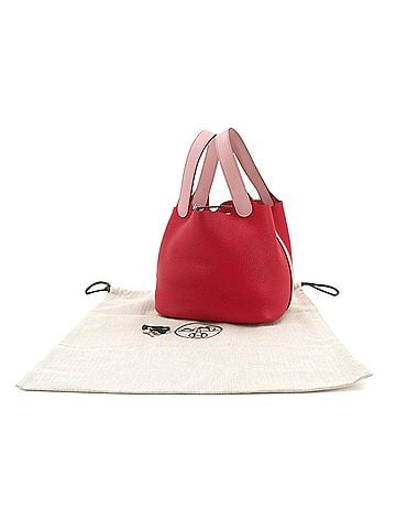 Piko Piko Hermes Picotin Lock Touch 18 PM Handbag, Taurillon Clemence Swift Leather, Rouge Tomato/Rose Eglantine, C Stamp, Silver Hardware. (view 2)