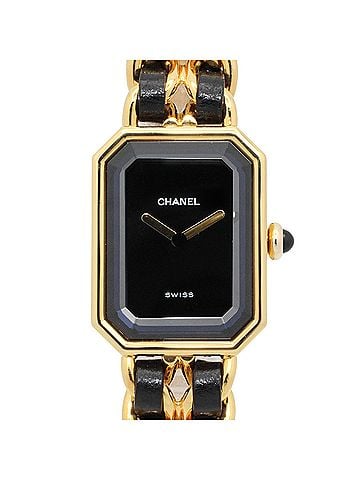 Chanel Chanel CHANEL Première XL Watch, Gold Plated (GP), Leather Strap, Women's, Black, H0001 (view 1)