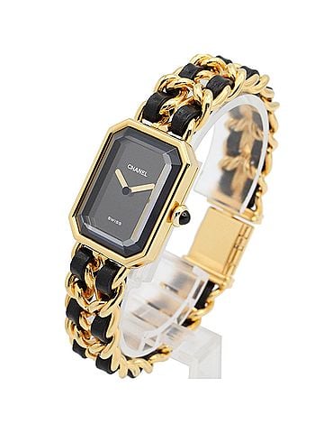 Chanel Chanel CHANEL Première XL Watch, Gold Plated (GP), Leather Strap, Women's, Black, H0001 (view 2)