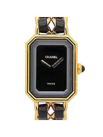 Chanel Chanel CHANEL Première S Watch, Gold Plated (GP), Leather Strap, Women's, Black, H0001 (view 1)