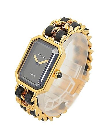 Chanel Chanel CHANEL Première S Watch, Gold Plated (GP), Leather Strap, Women's, Black, H0001 (view 2)