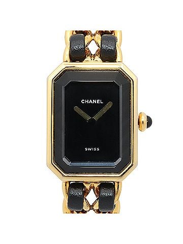 Chanel Chanel CHANEL Première S Watch, Gold Plated (GP), Leather Strap, Women's, Black, H0001 (view 1)