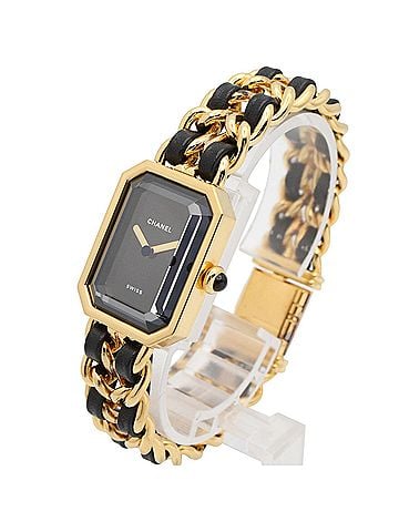Chanel Chanel CHANEL Première L Watch, Gold Plated (GP), Leather Strap, Women's, Black, H0001 (view 2)