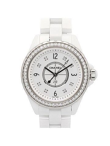 Chanel Chanel J12 Diamond Bezel 8-Diamond Watch, Ceramic, Diamond, Ladies, White, H3110 (view 1)
