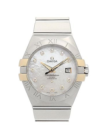 Omega Omega Constellation watch, 18K yellow gold stainless steel, women's, white dial with mother-of-pearl case, model number 123.20.31.20.55.004 (view 1)