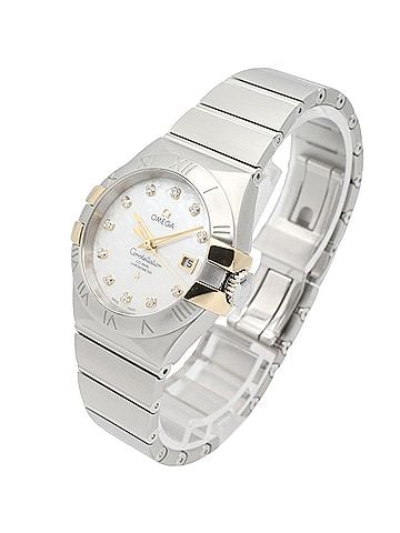Omega Omega Constellation watch, 18K yellow gold stainless steel, women's, white dial with mother-of-pearl case, model number 123.20.31.20.55.004 (view 2)