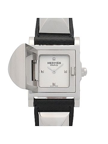 Hermès Hermes Medor watch, stainless steel, leather strap, women's, silver tone, ME2.210 (view 1)