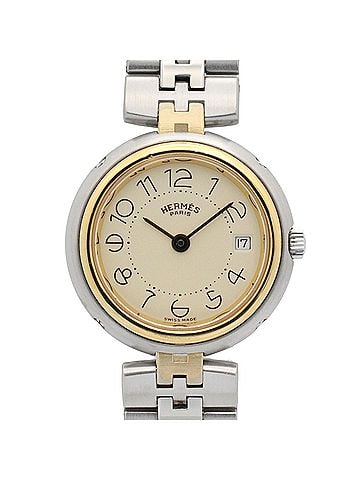 Hermès Hermes Profile Wristwatch, Gold Plated (GP), Stainless Steel, Women's, Ivory, Unknown (view 1)