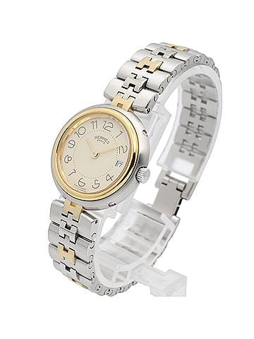 Hermès Hermes Profile Wristwatch, Gold Plated (GP), Stainless Steel, Women's, Ivory, Unknown (view 2)