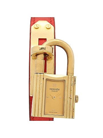 Hermès Hermes Kelly Watch, Gold Plated (GP), Leather Strap, Ladies' Champagne Color, KE1.201 (view 1)