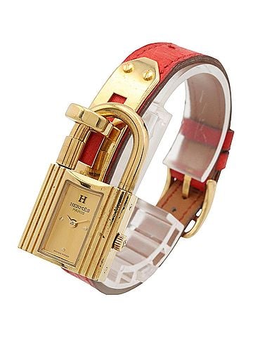 Hermès Hermes Kelly Watch, Gold Plated (GP), Leather Strap, Ladies' Champagne Color, KE1.201 (view 2)
