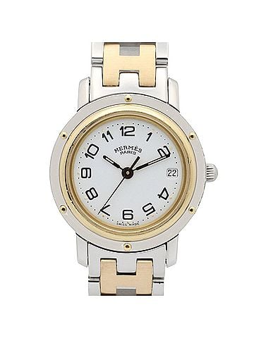 Hermès Hermes Clipper Watch, Gold Plated Stainless Steel, Women's, White, CL4.220 (view 1)