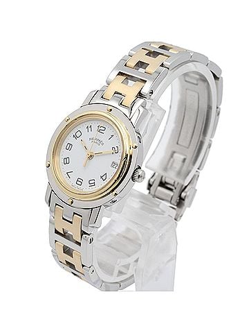 Hermès Hermes Clipper Watch, Gold Plated Stainless Steel, Women's, White, CL4.220 (view 2)
