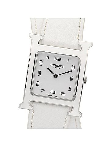 Hermès Hermes H-Watch Double Tour Wristwatch, Stainless Steel, Leather Strap, Women's, White (HH1.520) (view 1)