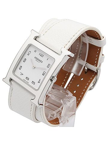 Hermès Hermes H-Watch Double Tour Wristwatch, Stainless Steel, Leather Strap, Women's, White (HH1.520) (view 2)