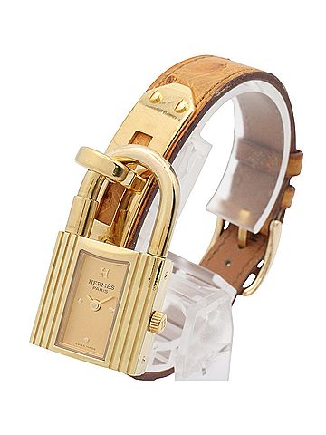 Hermès Hermes Kelly Watch, Gold Plated Leather Strap, Ladies' Champagne Color, KE1.201 (view 2)