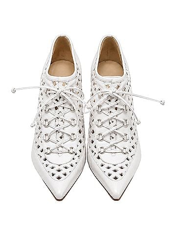 Versace Versace Lace Up High-Heeled Mules in White Leather (view 1)