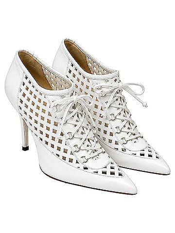 Versace Versace Lace Up High-Heeled Mules in White Leather (view 2)