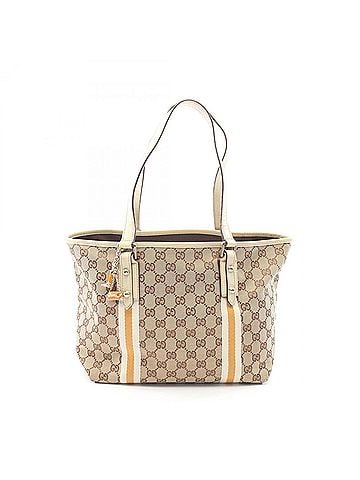 Gucci Gucci GG Canvas Sherry Line Tote Bag Handbag Leather Women's Beige Ivory Orange 137396 (view 1)