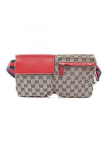 Gucci Gucci GG Canvas Waist Bag, Body Handbag, Leather, Men's &amp; Women's, Beige, Navy, Red, 28566 (view 1)